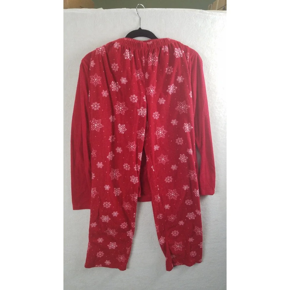 Adonna Sleepwear‎ Red Snowflake Fleece Pajama Set Women's XS Long Sleeve Pants